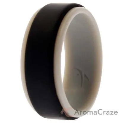 Picture of Silicone Wedding 2Layer Step Ring - Grey-Black by ROQ for Men - 8 mm Ring
