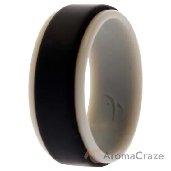Picture of Silicone Wedding 2Layer Step Ring - Grey-Black by ROQ for Men - 8 mm Ring