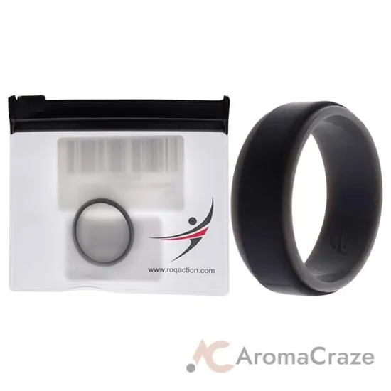 Picture of Silicone Wedding 2Layer Step Ring - Grey-Black by ROQ for Men - 12 mm Ring