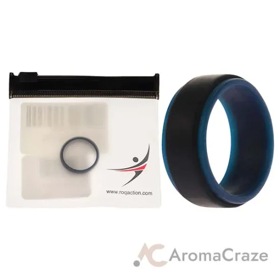 Picture of Silicone Wedding 2Layer Step Ring - Blue-Black by ROQ for Men - 7 mm Ring