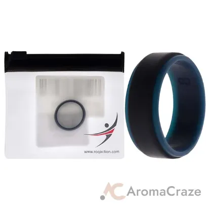 Picture of Silicone Wedding 2Layer Step Ring - Blue-Black by ROQ for Men - 8 mm Ring