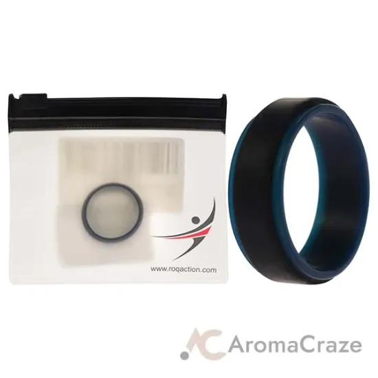 Picture of Silicone Wedding 2Layer Step Ring - Blue-Black by ROQ for Men - 10 mm Ring