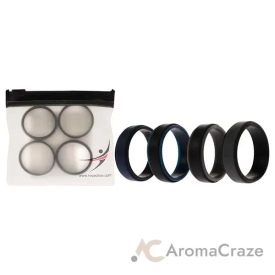 Picture of Silicone Wedding 2Layer Step Ring - Blue-Black by ROQ for Men - 12 mm Ring