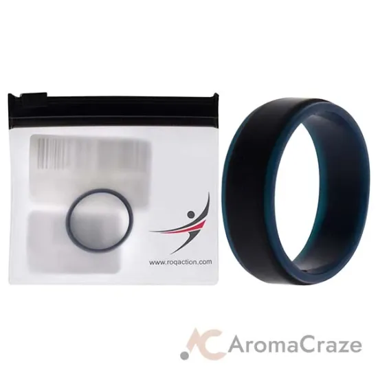 Picture of Silicone Wedding 2Layer Step Ring - Blue-Black by ROQ for Men - 13 mm Ring