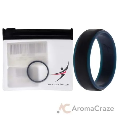Picture of Silicone Wedding 2Layer Step Ring - Blue-Black by ROQ for Men - 14 mm Ring
