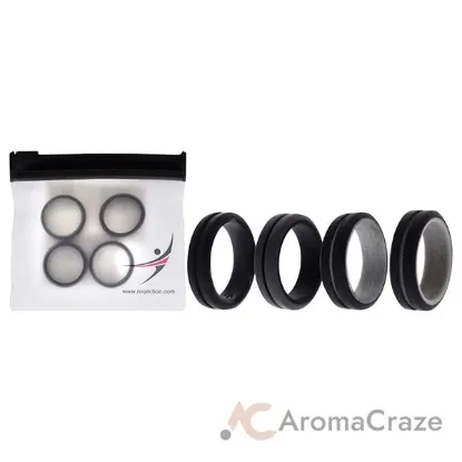 Picture of Silicone Wedding 2Layer Middle Line Ring Set - Black-Camo by ROQ for Men - 4 x 7 mm Ring
