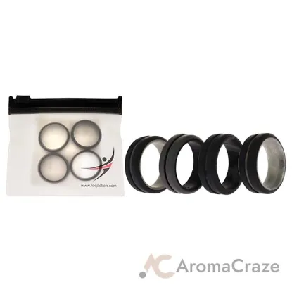Picture of Silicone Wedding 2Layer Middle Line Ring Set - Black-Camo by ROQ for Men - 4 x 8 mm Ring