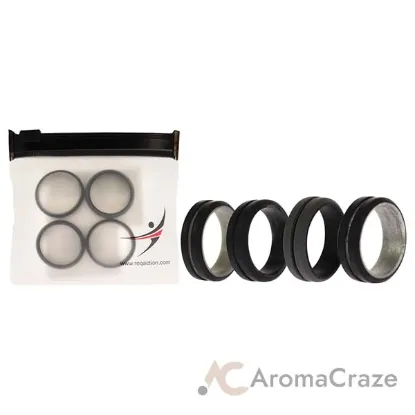 Picture of Silicone Wedding 2Layer Middle Line Ring Set - Black-Camo by ROQ for Men - 4 x 10 mm Ring