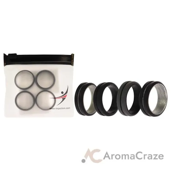 Picture of Silicone Wedding 2Layer Middle Line Ring Set - Black-Camo by ROQ for Men - 4 x 10 mm Ring