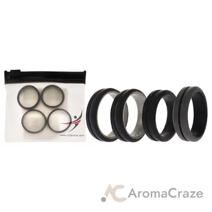 Picture of Silicone Wedding 2Layer Middle Line Ring Set - Black-Camo by ROQ for Men - 4 x 11 mm Ring