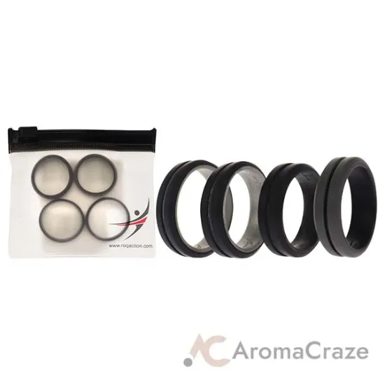 Picture of Silicone Wedding 2Layer Middle Line Ring Set - Black-Camo by ROQ for Men - 4 x 11 mm Ring