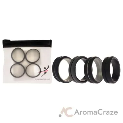 Picture of Silicone Wedding 2Layer Middle Line Ring Set - Black-Camo by ROQ for Men - 4 x 12 mm Ring