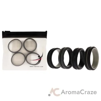 Picture of Silicone Wedding 2Layer Middle Line Ring Set - Black-Camo by ROQ for Men - 4 x 13 mm Ring