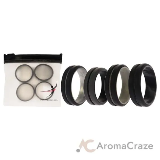 Picture of Silicone Wedding 2Layer Middle Line Ring Set - Black-Camo by ROQ for Men - 4 x 14 mm Ring