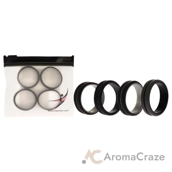 Picture of Silicone Wedding 2Layer Middle Line Ring Set - Black-Camo by ROQ for Men - 4 x 15 mm Ring