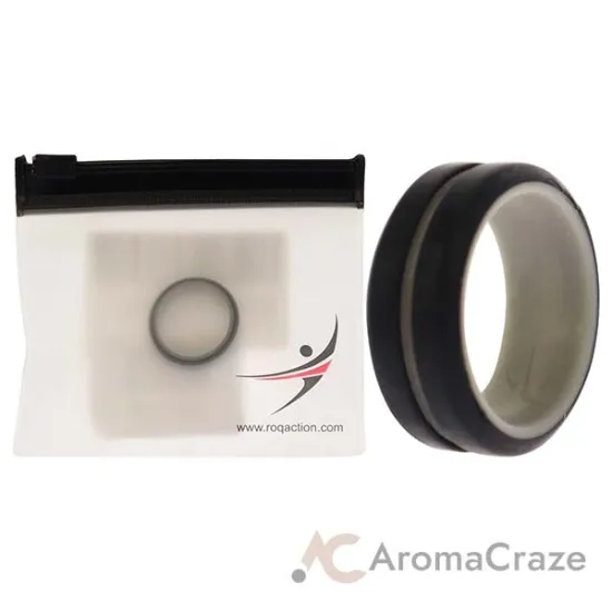 Picture of Silicone Wedding 2Layer Middle Line Ring - Grey-Black by ROQ for Men - 7 mm Ring