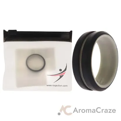 Picture of Silicone Wedding 2Layer Middle Line Ring - Grey-Black by ROQ for Men - 9 mm Ring
