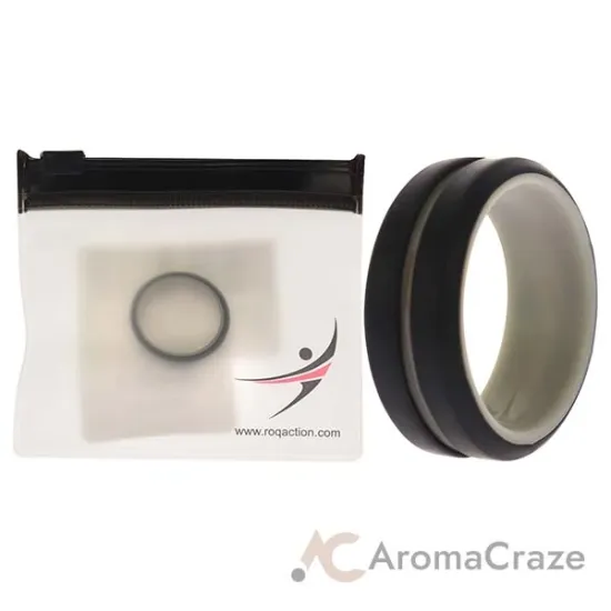Picture of Silicone Wedding 2Layer Middle Line Ring - Grey-Black by ROQ for Men - 9 mm Ring