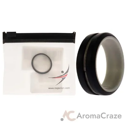 Picture of Silicone Wedding 2Layer Middle Line Ring - Grey-Black by ROQ for Men - 10 mm Ring