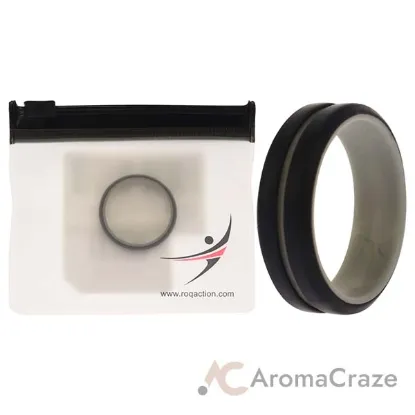 Picture of Silicone Wedding 2Layer Middle Line Ring - Grey-Black by ROQ for Men - 13 mm Ring