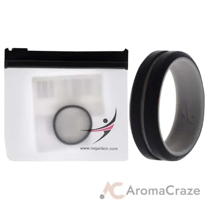 Picture of Silicone Wedding 2Layer Middle Line Ring - Grey-Black by ROQ for Men - 14 mm Ring