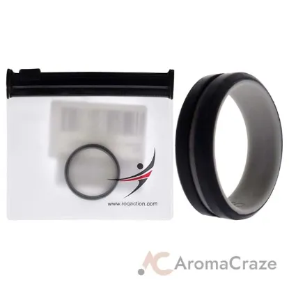 Picture of Silicone Wedding 2Layer Middle Line Ring - Grey-Black by ROQ for Men - 16 mm Ring