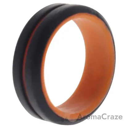 Picture of Silicone Wedding 2Layer Middle Line Ring - Orange-Black by ROQ for Men - 11 mm Ring