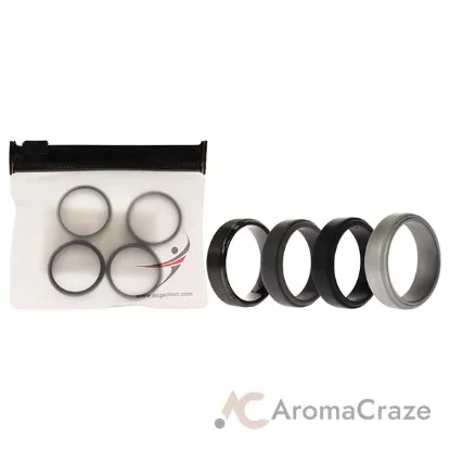 Picture of Silicone Wedding Twin Step Ring Set - Black by ROQ for Men - 4 x 10 mm Ring