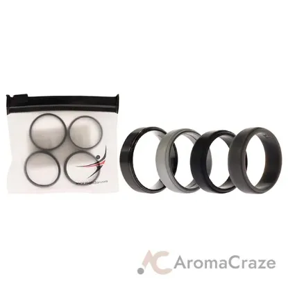 Picture of Silicone Wedding Twin Step Ring Set - Black by ROQ for Men - 4 x 15 mm Ring