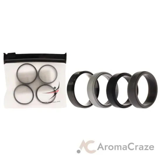 Picture of Silicone Wedding Twin Step Ring Set - Black by ROQ for Men - 4 x 15 mm Ring