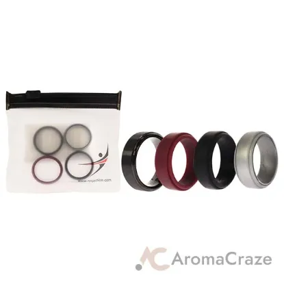 Picture of Silicone Wedding Twin Step Ring Set - Bordeaux by ROQ for Men - 4 x 7 mm Ring