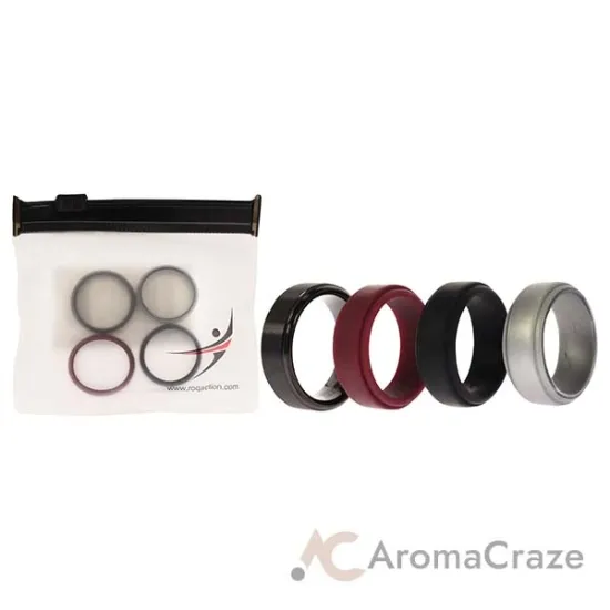 Picture of Silicone Wedding Twin Step Ring Set - Bordeaux by ROQ for Men - 4 x 7 mm Ring
