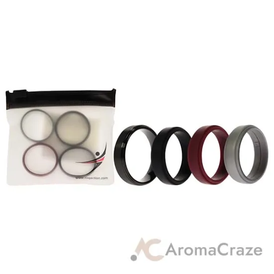 Picture of Silicone Wedding Twin Step Ring Set - Bordeaux by ROQ for Men - 4 x 14 mm Ring