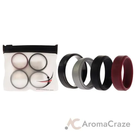 Picture of Silicone Wedding Twin Step Ring Set - Bordeaux by ROQ for Men - 4 x 16 mm Ring