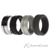 Picture of Silicone Wedding Twin Middle Line Ring Set - Black by ROQ for Men - 4 x 7 mm Ring