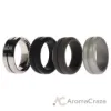 Picture of Silicone Wedding Twin Middle Line Ring Set - Black by ROQ for Men - 4 x 8 mm Ring