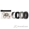 Picture of Silicone Wedding Twin Middle Line Ring Set - Black by ROQ for Men - 4 x 9 mm Ring
