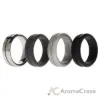 Picture of Silicone Wedding Twin Middle Line Ring Set - Black by ROQ for Men - 4 x 11 mm Ring