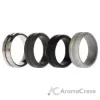 Picture of Silicone Wedding Twin Middle Line Ring Set - Black by ROQ for Men - 4 x 12 mm Ring