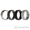 Picture of Silicone Wedding Twin Middle Line Ring Set - Black by ROQ for Men - 4 x 14 mm Ring