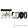Picture of Silicone Wedding Twin Middle Line Ring Set - Black by ROQ for Men - 4 x 15 mm Ring
