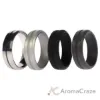 Picture of Silicone Wedding Twin Middle Line Ring Set - Black by ROQ for Men - 4 x 15 mm Ring