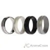 Picture of Silicone Wedding Twin Middle Line Ring Set - Marble by ROQ for Men - 4 x 14 mm Ring