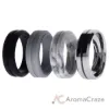 Picture of Silicone Wedding Twin Middle Line Ring Set - Marble by ROQ for Men - 4 x 15 mm Ring