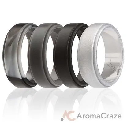 Picture of Silicone Wedding Step Ring Set - Black-Camo by ROQ for Men - 4 x 5 mm Ring