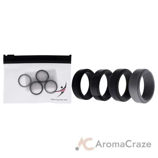 Picture of Silicone Wedding Step Ring Set - Black-Camo by ROQ for Men - 4 x 6 mm Ring