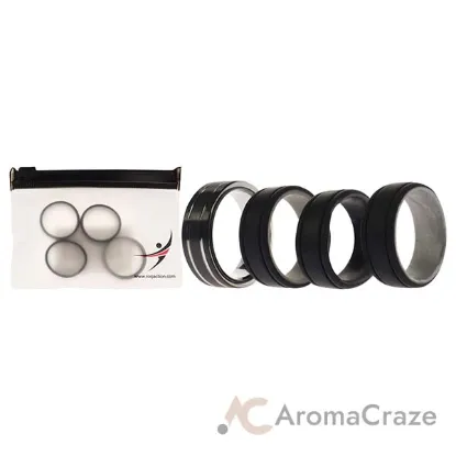 Picture of Silicone Wedding Twin 2Layer Ring Set - Black by ROQ for Men - 4 x 11 mm Ring