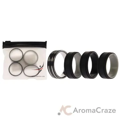 Picture of Silicone Wedding Twin 2Layer Ring Set - Black by ROQ for Men - 4 x 15 mm Ring