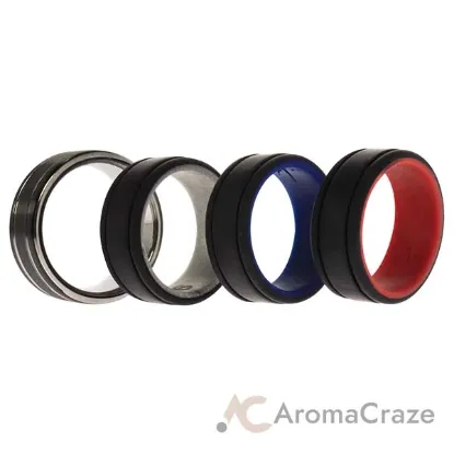 Picture of Silicone Wedding Twin 2Layer Ring Set - MultiColor by ROQ for Men - 4 x 9 mm Ring