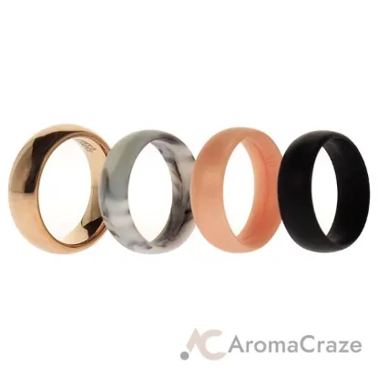 Picture of Silicone Wedding Twin 6mm Ring Set - Rose by ROQ for Women - 4 x 5 mm Ring